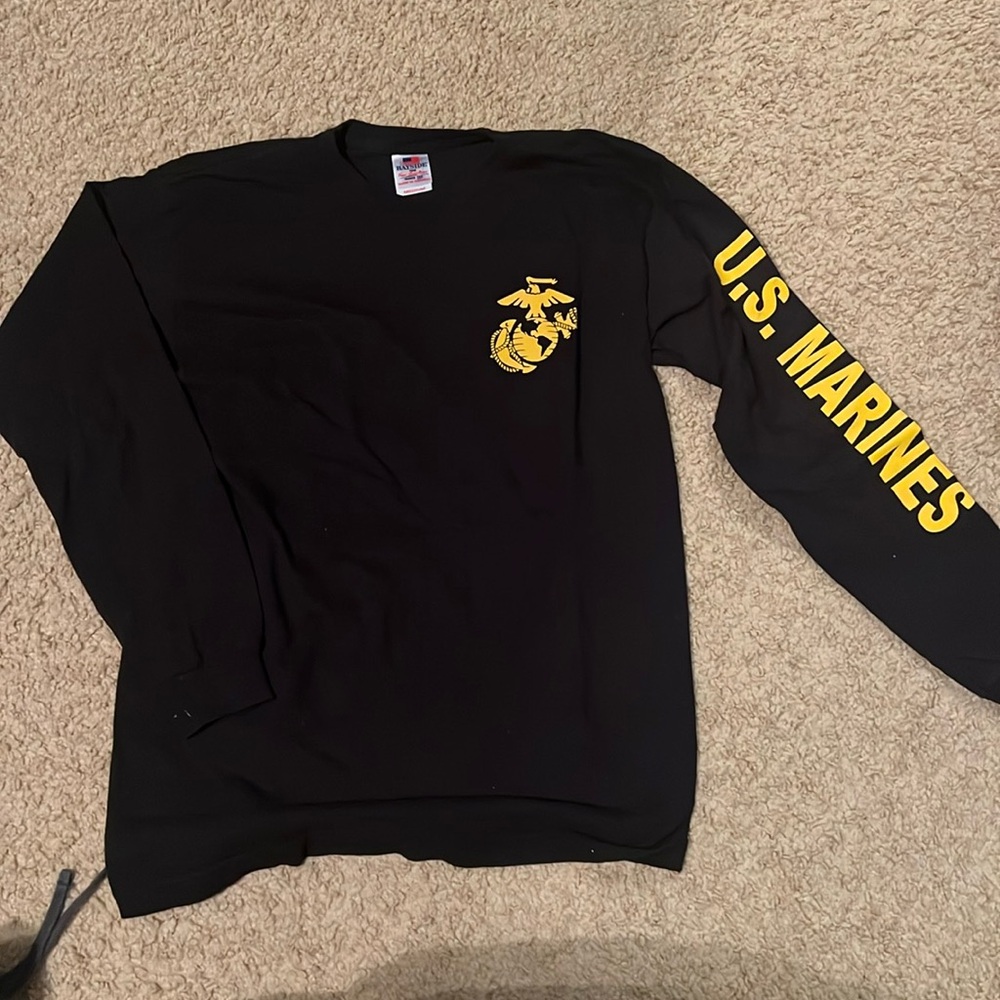 U.S. Marines Gold Sleeve Print Adult Long Sleeve T-Shirt